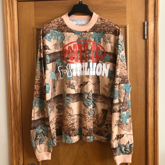 NWOT Post Malone Posty Co F-1 TRILLION CAMO LONG SLEEVE Shirt Size 2XL - Picture 1 of 5